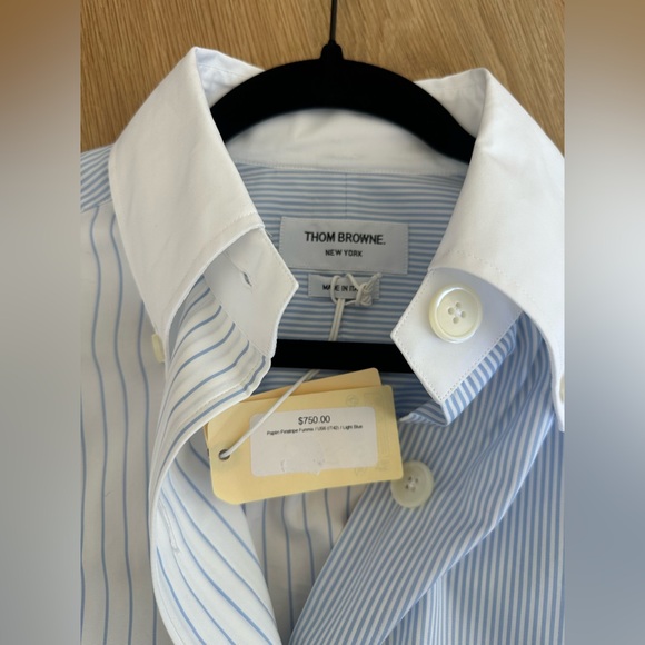 NWT Thom Browne Striped Cotton Poplin Supersized Button-Down Shirt - Picture 7 of 10